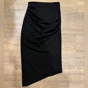 Zara Black Asymmetrical Pencil Skirt with Ruching